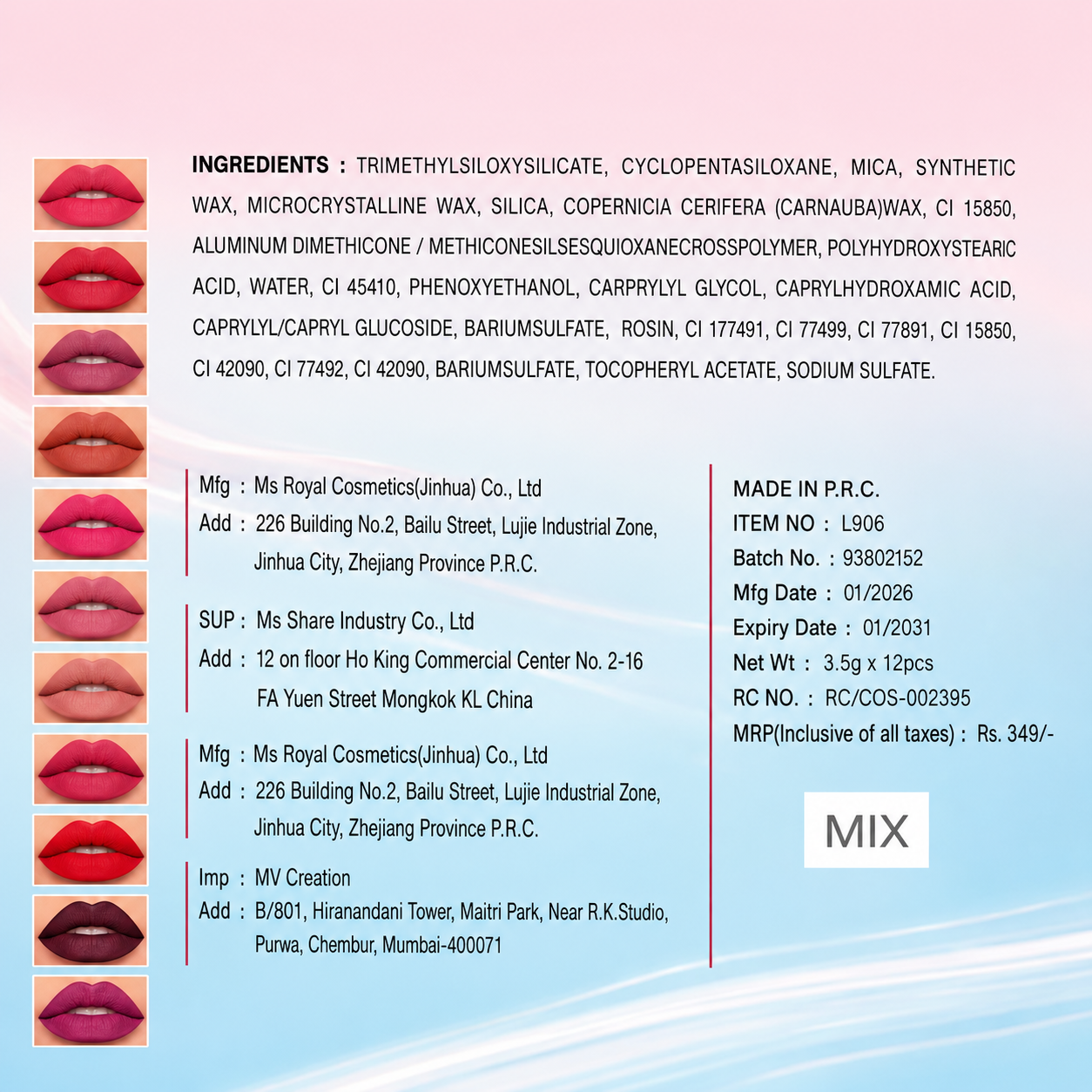 M & M Absolute Matte Non-Transfer Lipstick | Smooth Glide Application for Full Coverage | Long-Wear Formula Resistant to Smudging and Fading | Matte Finish | Cherry Red | Set of 2 Pcs