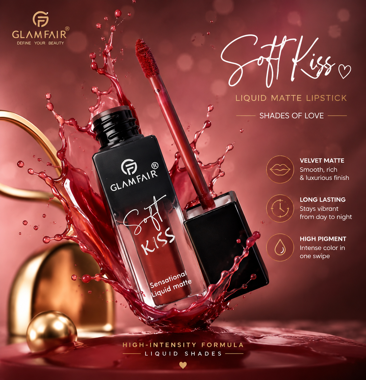 GLAMFAIR Soft Kiss Liquid Matte Lipstick Set – High Intensity Long Lasting Non-Transfer Lip Color Collection Set of 2