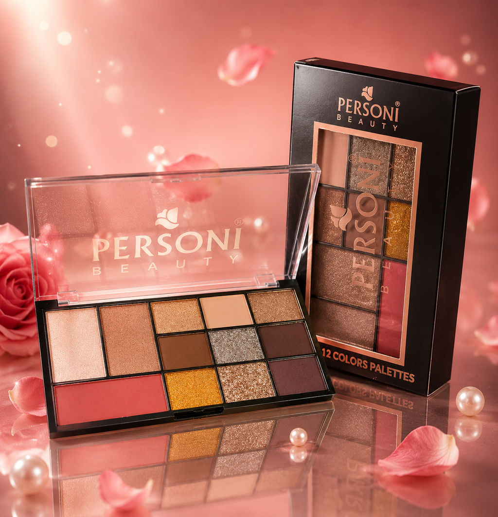 PERSONI Beauty 12 Colors Eyeshadow Palette | Matte & Shimmer Finish | Highly Pigmented Long-Lasting Makeup Palette