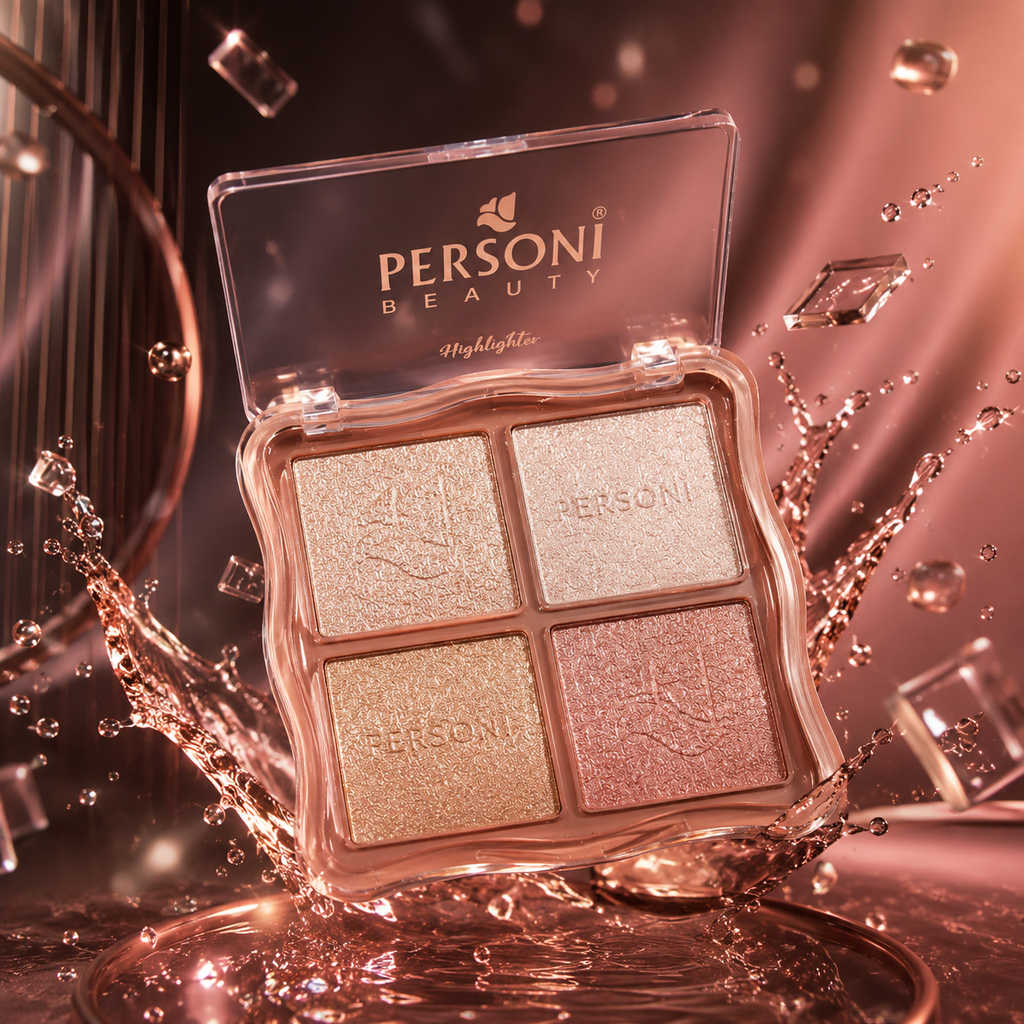 PERSONI Beauty 4-Color Highlighter Palette – Radiant Glow Shimmer Highlighter