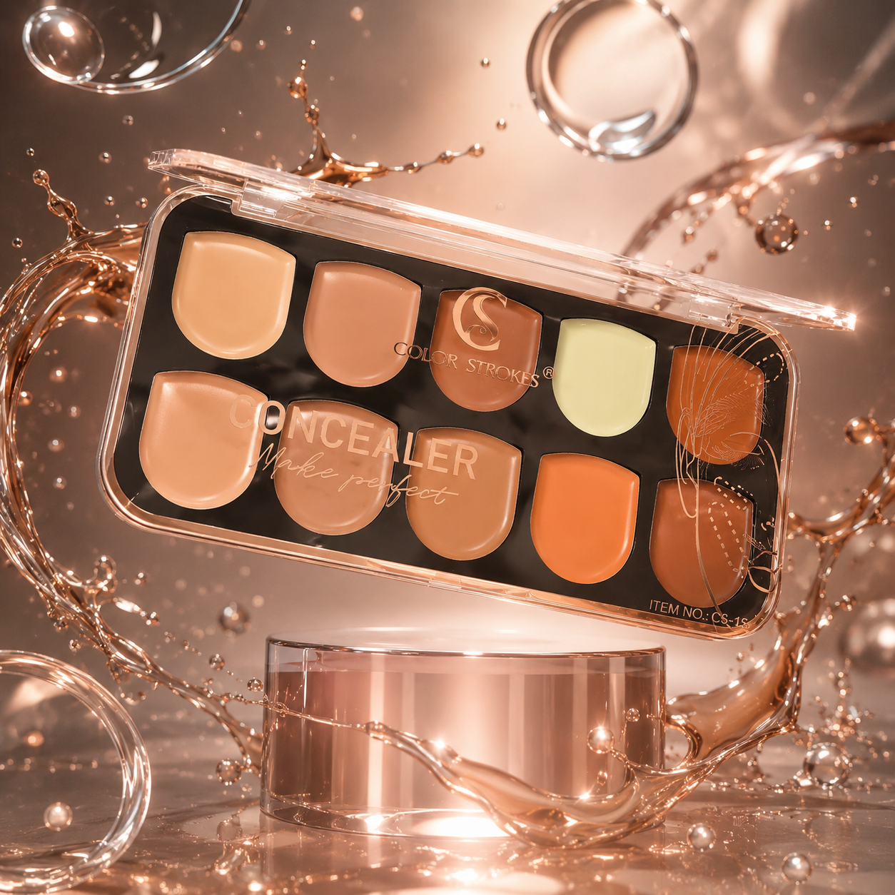 Color Strokes Concealer Palette – Full Coverage Cream Concealer Kit | 10 Multi-Use Shades for Flawless Makeup