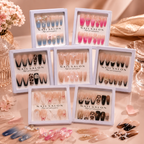 Luxury Handmade Press-On Nails Set – Reusable Glossy Nail Art Collection with Rhinestone & Ombre Designs