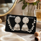 Elegant Pearl Jhumka Earrings for Women – Premium Silver Finish Ethnic Party Wear Jewellery