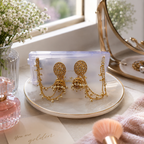 Luxury Pearl Jhumka Earrings for Women – Traditional Gold Plated Ethnic Earrings with Pearl Chains