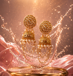 Luxury Pearl Jhumka Earrings for Women – Traditional Gold Plated Ethnic Earrings with Pearl Chains