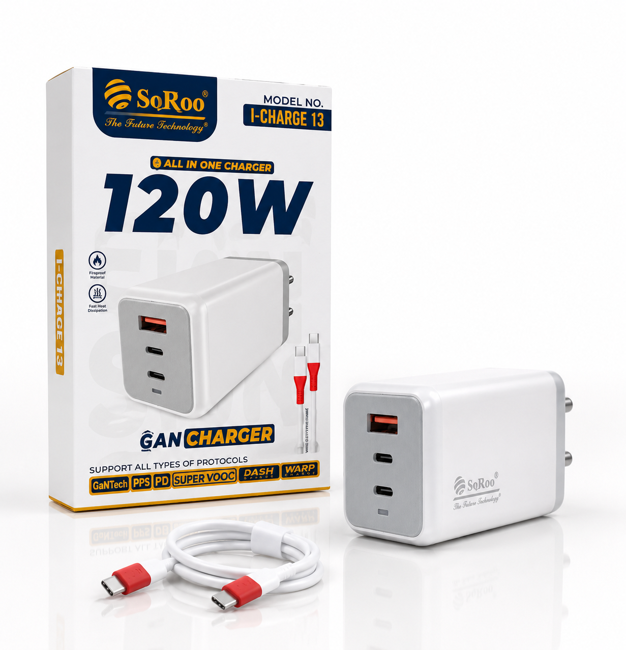 SoRoo 120W GaN Fast Charger with Type-C Cable