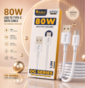 SoRoo 80W USB to Type-C Fast Charging Data Cable (1.2 Meter) | High-Speed Sync Cable with 1-Year Warranty