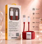 SoRoo DT-01 120W USB to Type-C Fast Charging Cable (1000mm) | 8A Super Fast Charge | High-Speed Data Sync | 1-Year Warranty