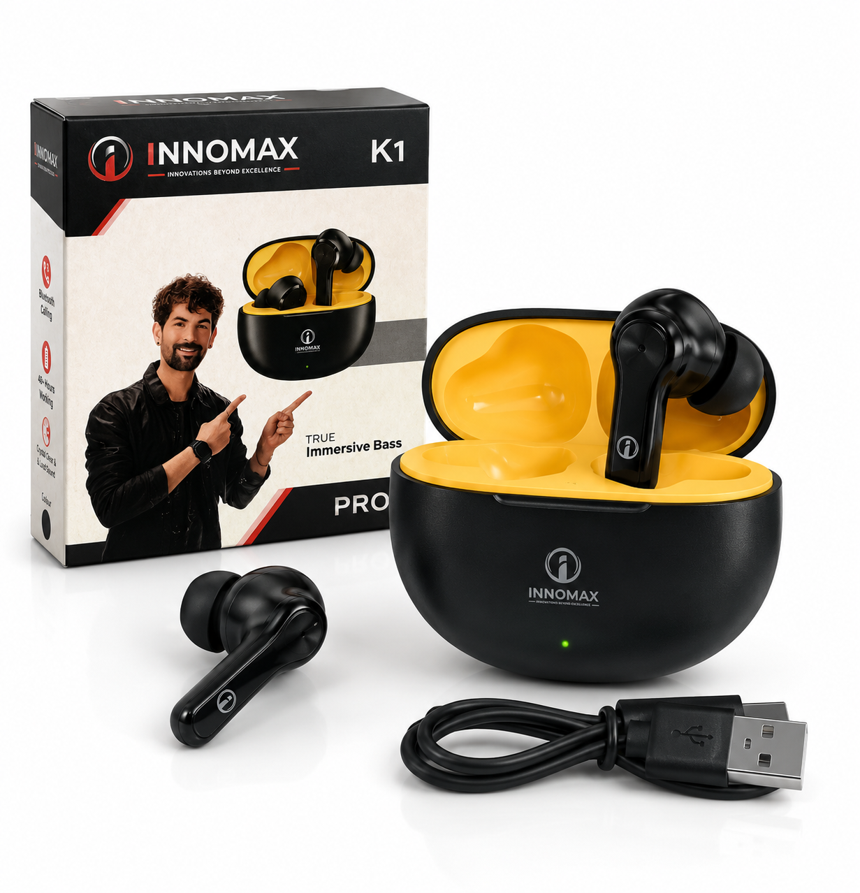 INNOMAX K1 Pro True Wireless Bluetooth Earbuds v5.4 with 48+ Hours Playtime & 1 Year Warranty