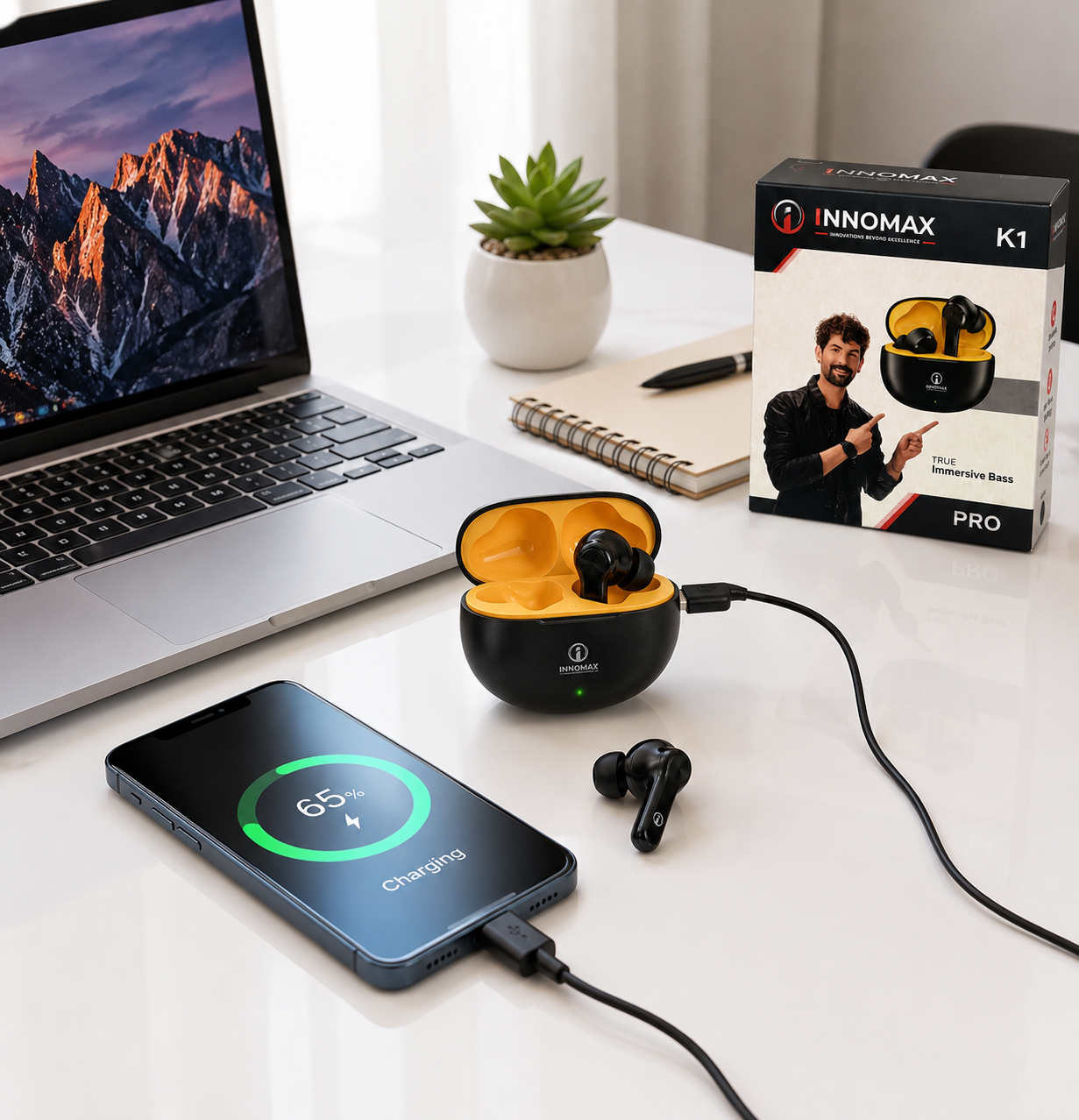 INNOMAX K1 Pro True Wireless Bluetooth Earbuds v5.4 with 48+ Hours Playtime & 1 Year Warranty