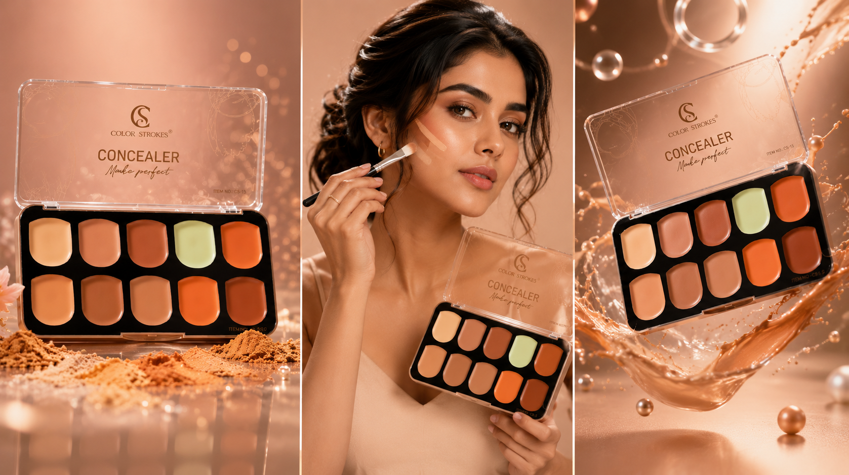 Color Strokes Concealer Palette – Full Coverage Cream Concealer Kit | 10 Multi-Use Shades for Flawless Makeup
