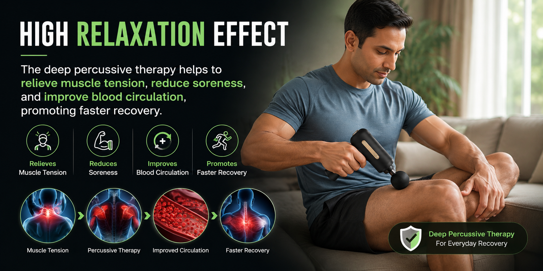 Deep Tissue Massage Gun – Portable Muscle Recovery & Pain Relief Device