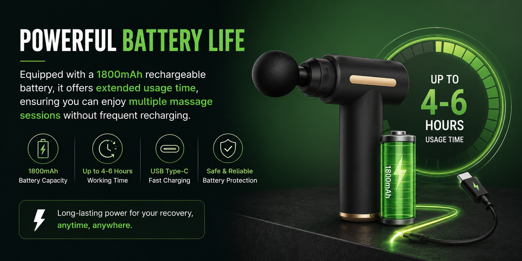 Deep Tissue Massage Gun – Portable Muscle Recovery & Pain Relief Device